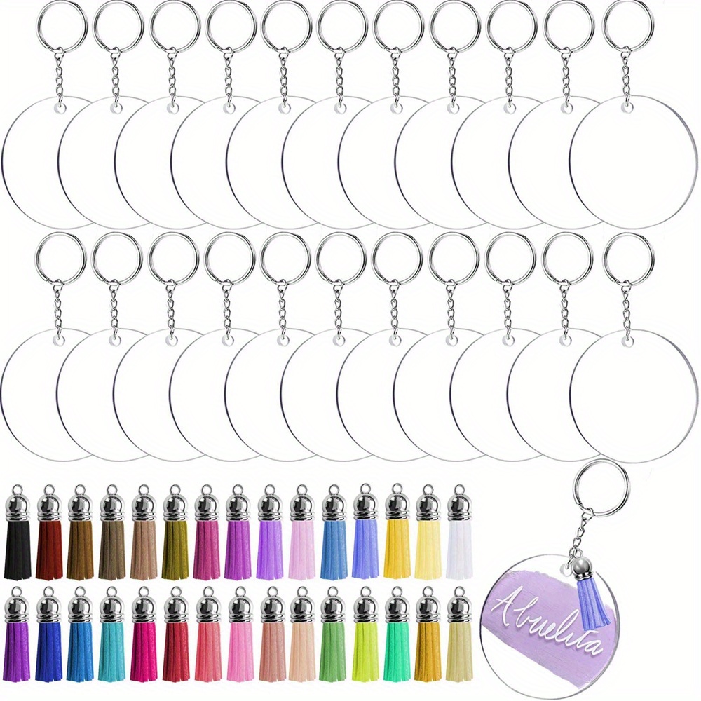 Sublimation Blanks Acrylic Keyring W/ Purple Tassel (Square, 5*5