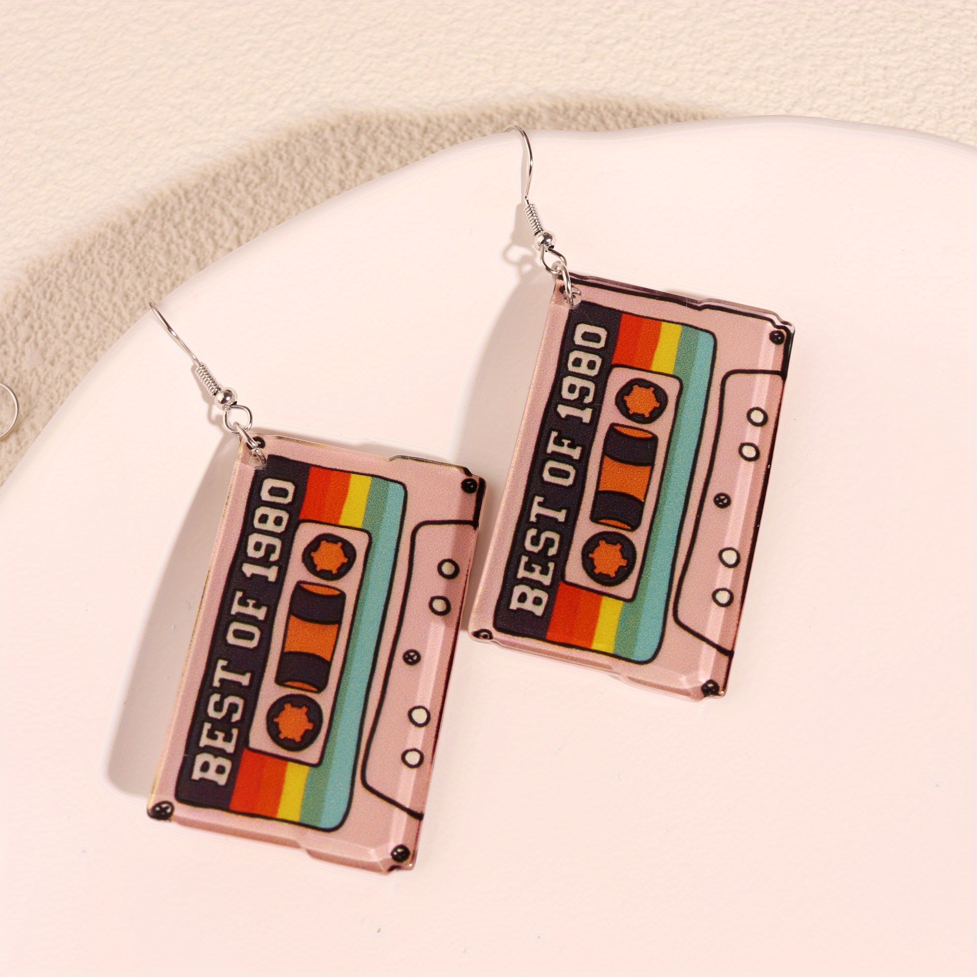 Y2k Music Tape Record Radio Dangle Earrings Cute Creative - Temu