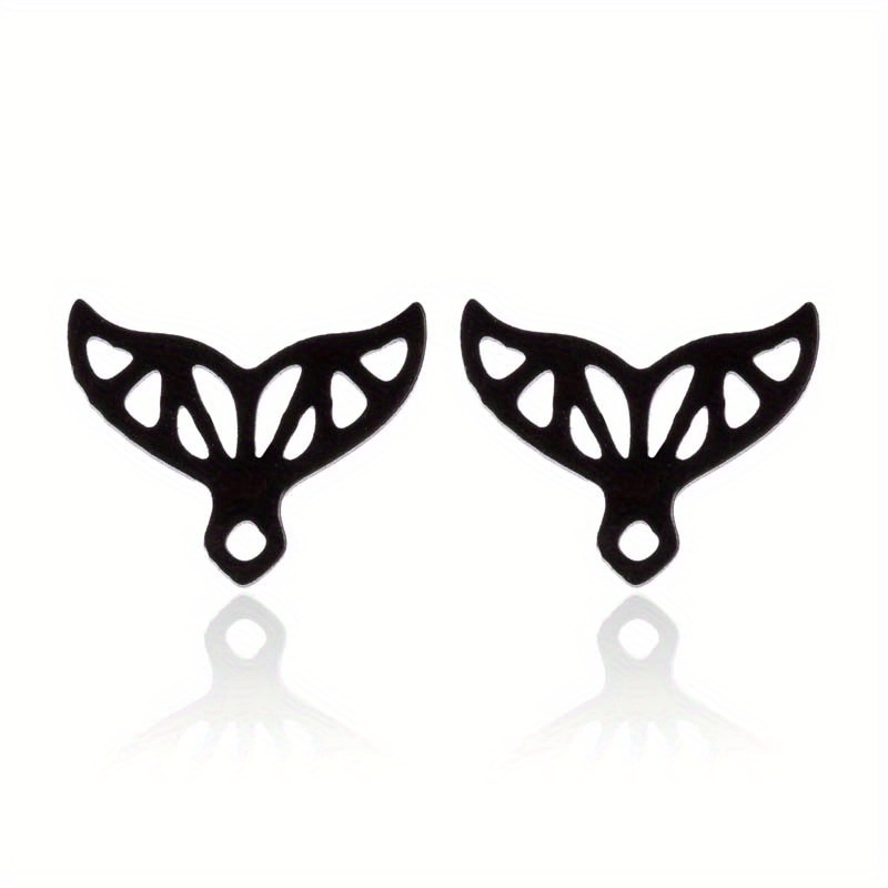 Stainless Steel Fishtail Stud Earrings Retro Compact Jewelry Gift
