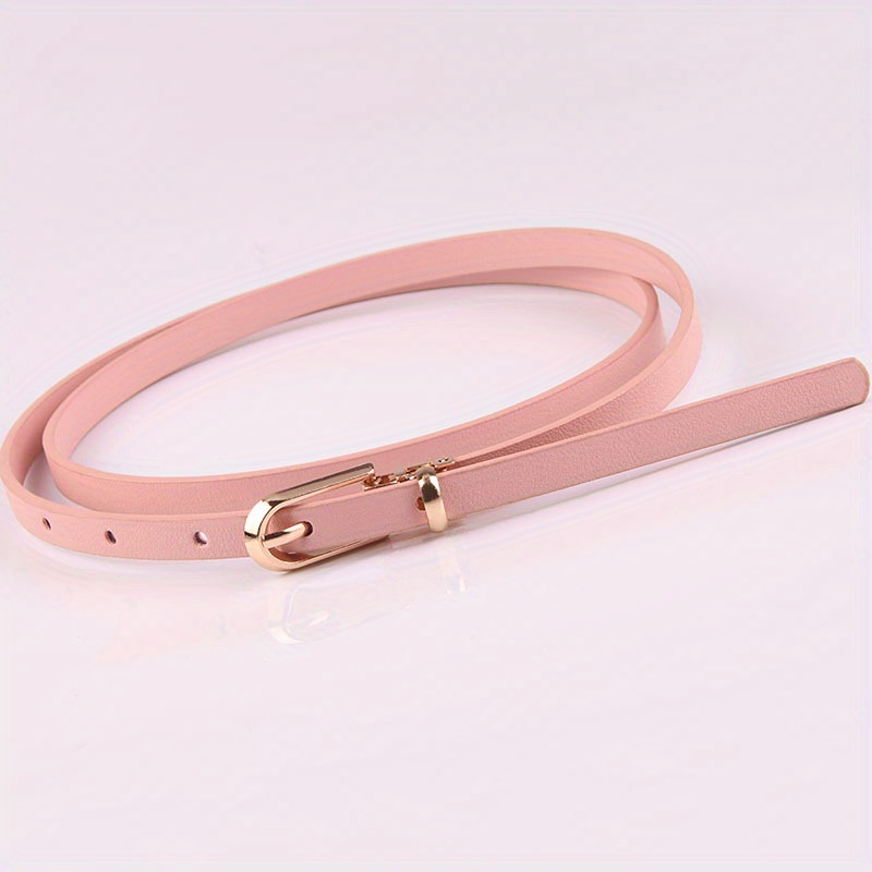 Thin Belt Oval Buckle PU Leather Jeans Pants Sweater Dress Girdle