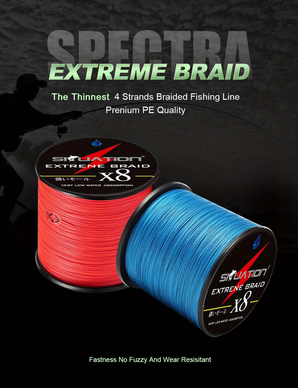 Supered Strength 8 Strands Braided Fishing Line, Abrasion