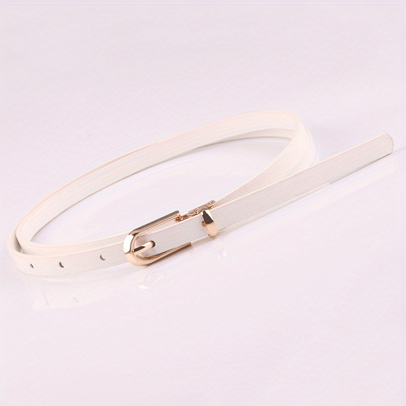 Thin Belt Oval Buckle PU Leather Jeans Pants Sweater Dress Girdle