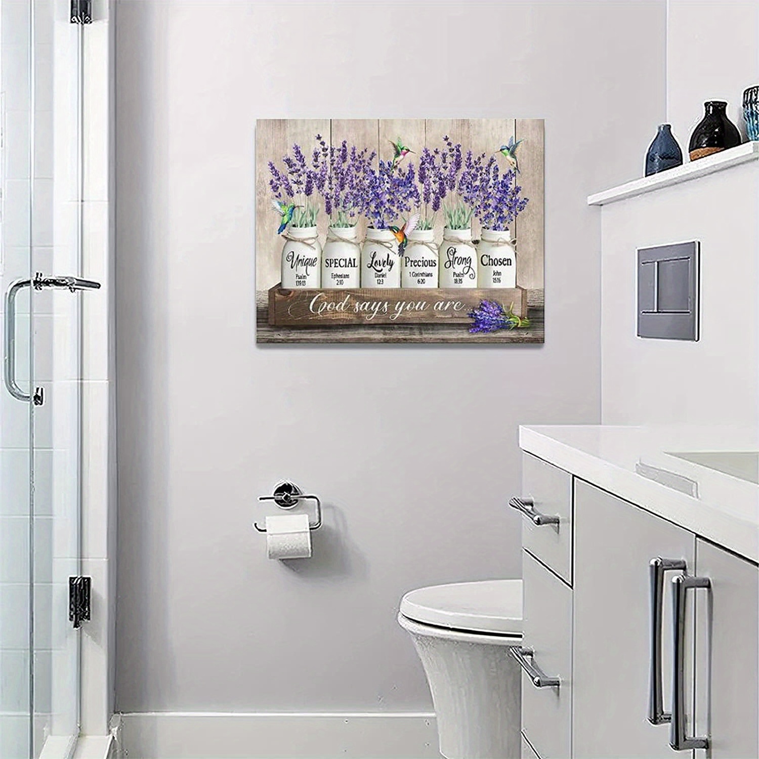 Lavender Bathroom Decor Wall Art Farmhouse Bathroom Decor Canvas Painting  Prints Rustic Purple Lavender Bathroom Pictures For Wall God Says You Are  Modern Artwork Decor For Bedroom Kitchen Office No Frame Temu
