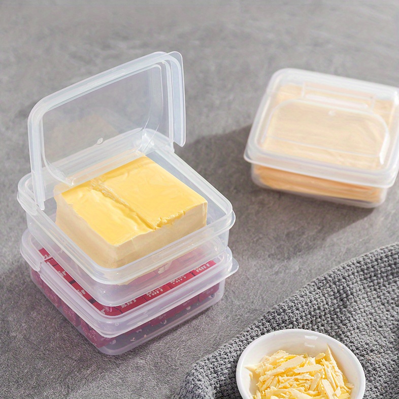 3pcs Cheese Divider Box Refrigerator Fruit Sealed Fresh-keeping Box Butter  Storage Container With Flip Lid, Spice Storage Box