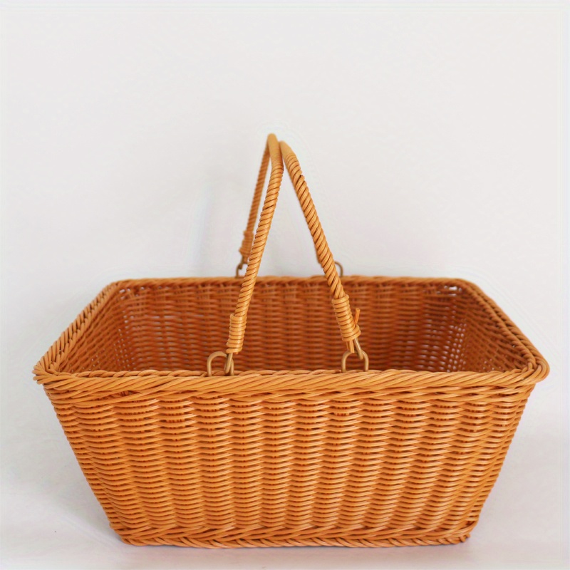 Picnic Baskets Foldable Handles Wicker Shopping Baskets Temu
