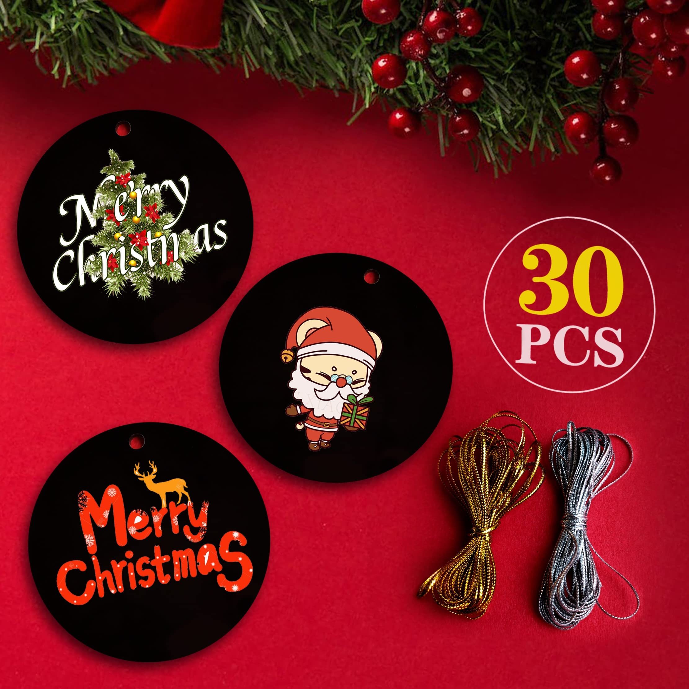 30 Pcs Clear Round Acrylic Ornaments, Clear Acrylic Christmas