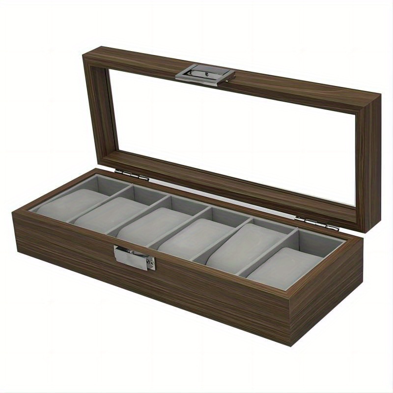 Watch Box, Wooden Watch Organizer, 6 Slots Display Case