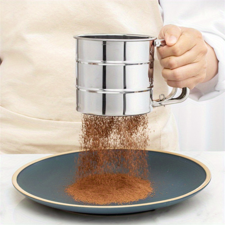  Stainless Steel Flour Sifter Cup Hand Held Squeeze Flour Sifters  Small Sugar Powder Flour Fine Mesh Strainer for Cake Cookie Dessert Home  Kitchen Recipe Baking and Frying Tool: Home & Kitchen