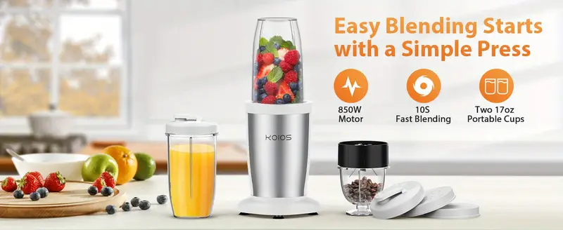 koios 850w bullet personal blender for shakes and smoothies protein drinks portable blender for kitchen baby food with ultra smooth 6 edge blade coffee grinder for beans nuts spices details 1
