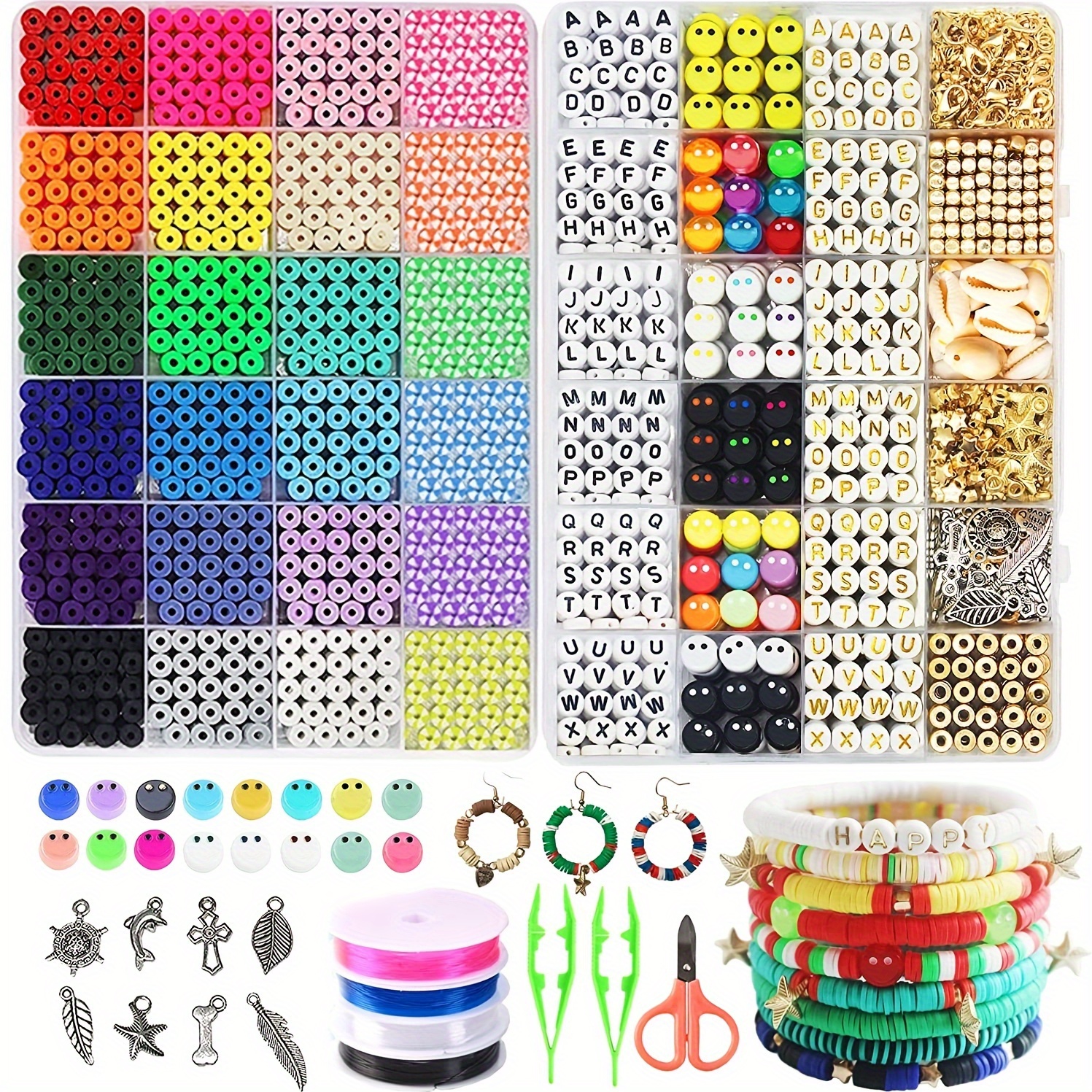 Kit De 7200 Piezas Para Hacer Pulseras, Con Letras Y Colores