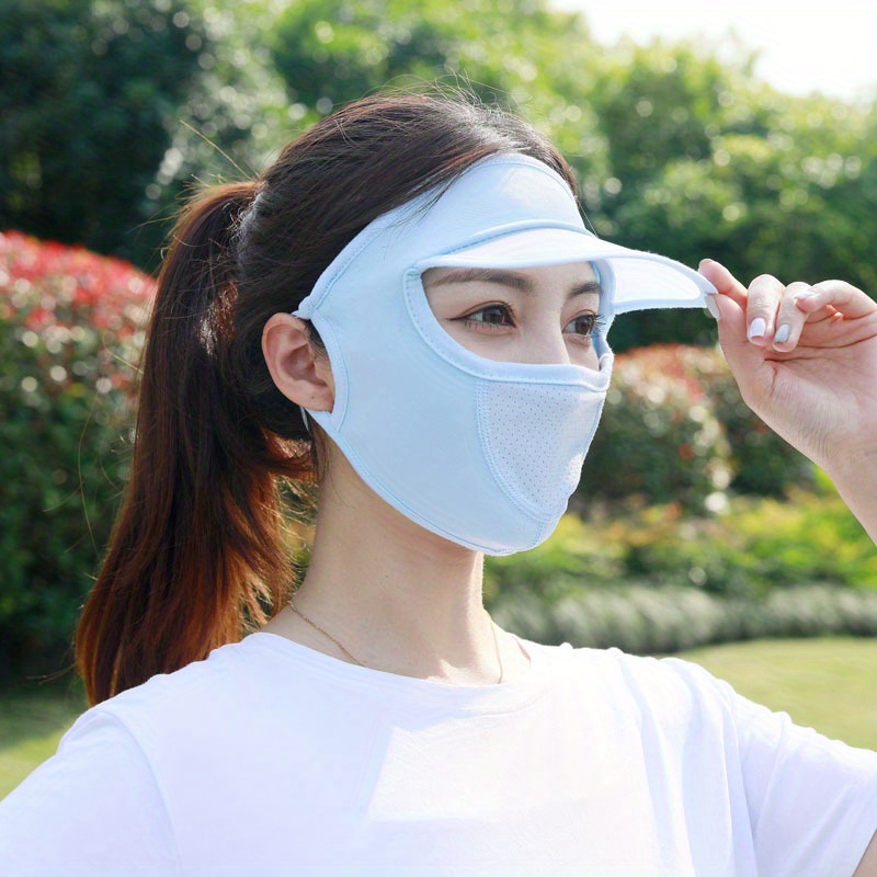 Stay Protected In Style: Sunscreen Mask Brim Ice Silk Fabric - Temu France