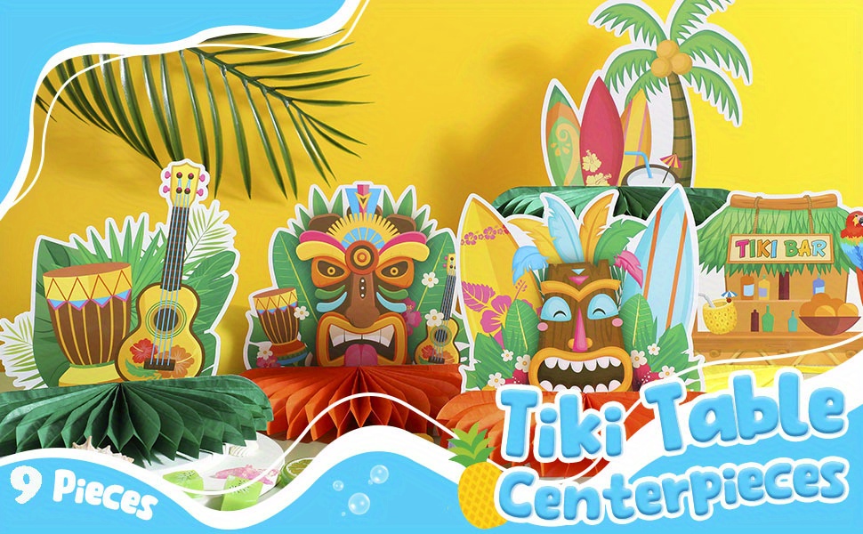 Tiki Centerpiece Party Decorations, Hawaii Party, Hawaiian Party, Tropical  Party, Luau Party, Aloha Party, Birthday Decorations 