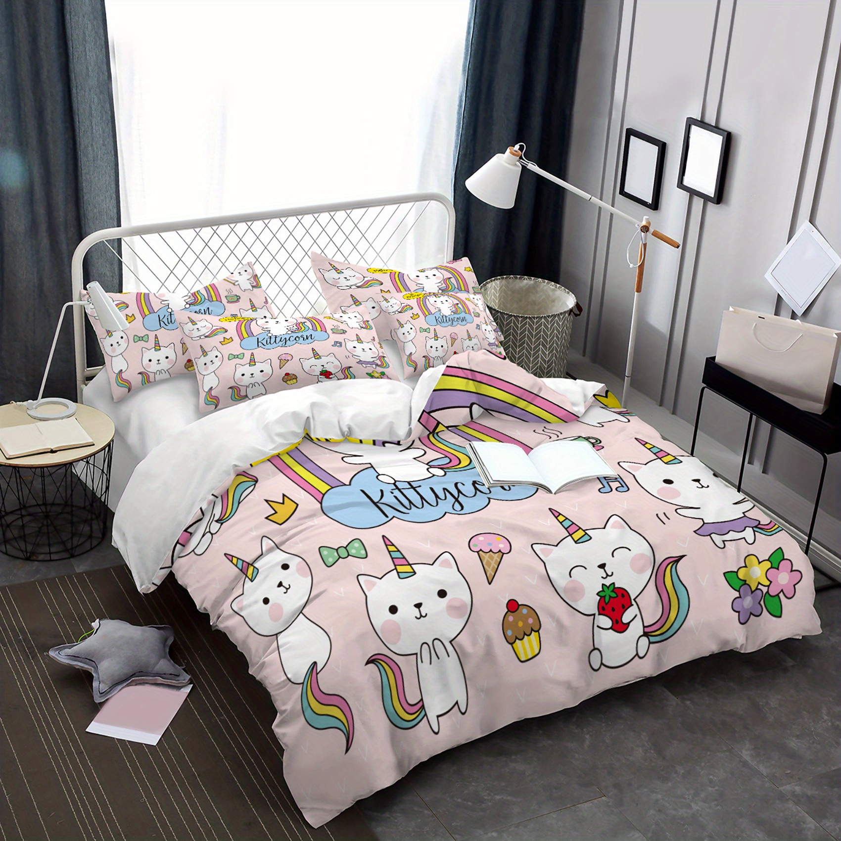 Soft Cozy Cartoon Cat Print Duvet Cover Set Bedroom Guest Temu