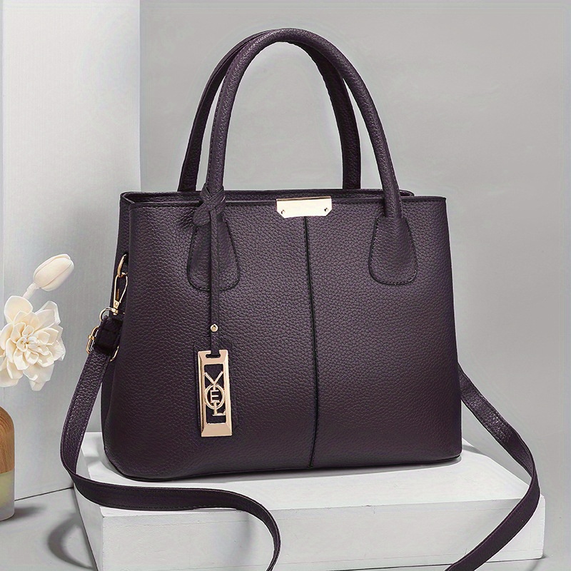 Solid Color Handbags Women Elegant Pu Leather Crossbody Bag - Temu