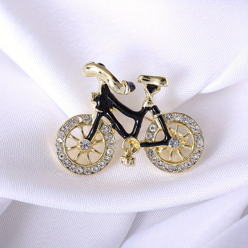 sparkling bicycle rhinestone brooch elegant and chic clothing accessory for women black 12