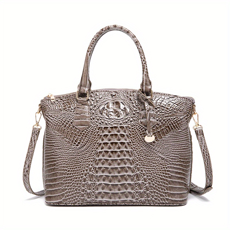 Ombre Crocodile Embossed Handbag, Classic Style Crossbody Bag, Women's Leather  Satchel Purse - Temu