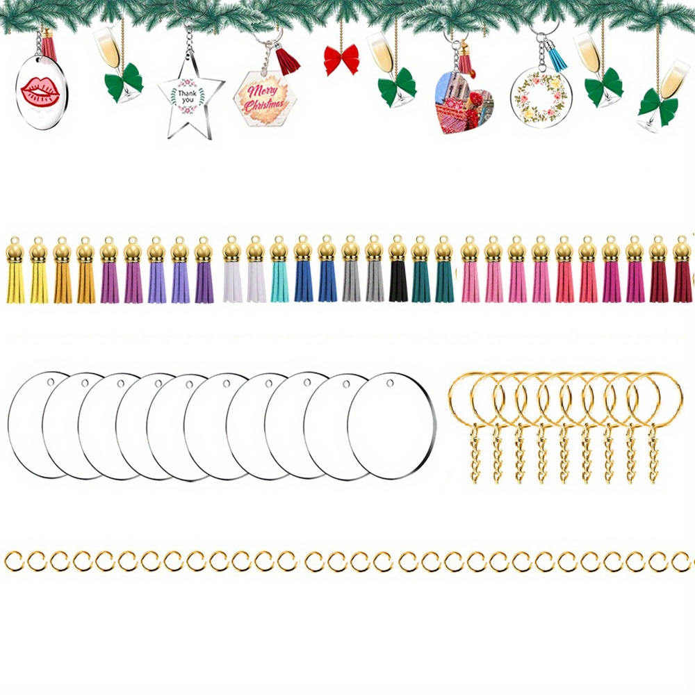 Acrylic Circles Keychain Tassel Set Acrylic Blanks And - Temu