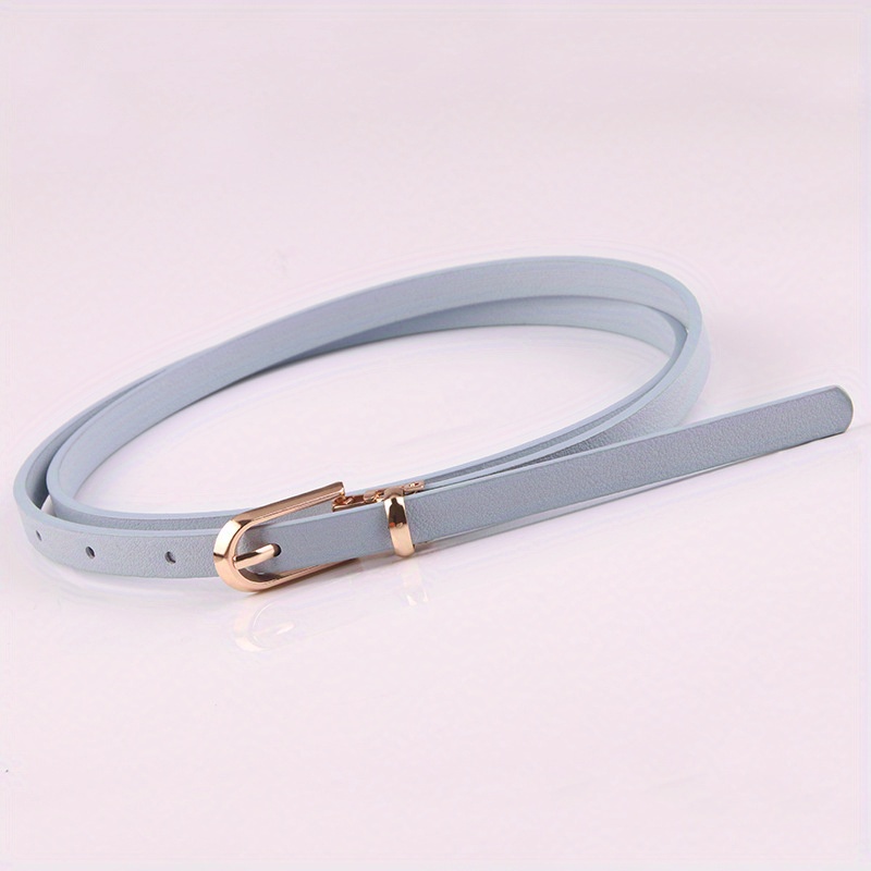 Thin Belt Oval Buckle PU Leather Jeans Pants Sweater Dress Girdle