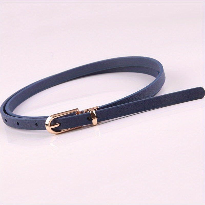 Thin Belt Oval Buckle PU Leather Jeans Pants Sweater Dress Girdle