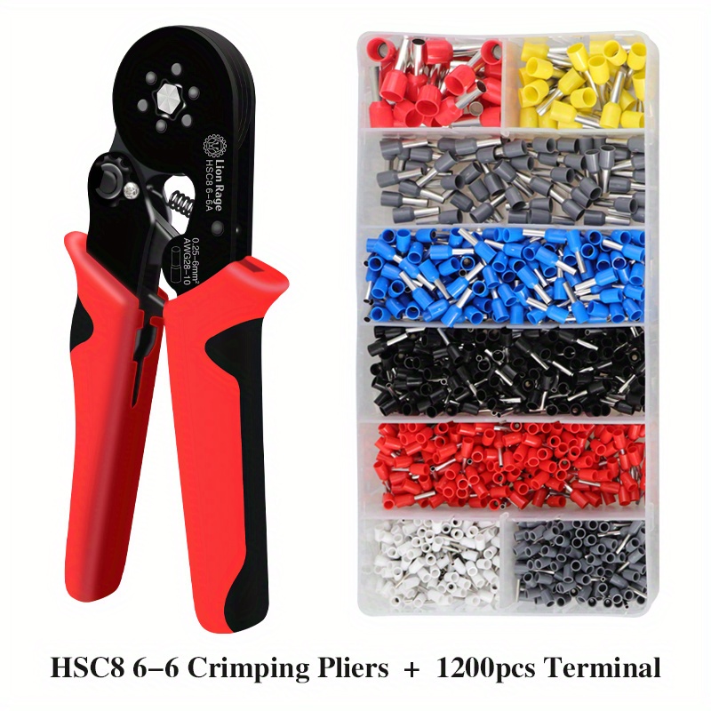 KEZERS Ferrule Crimping Tool Kit,AWG23-7 with 1200pcs Self-Adjustable  Ratchet Crimping Pliers Set,Wire Terminal Crimp Connectors Wire Crimping  Tool