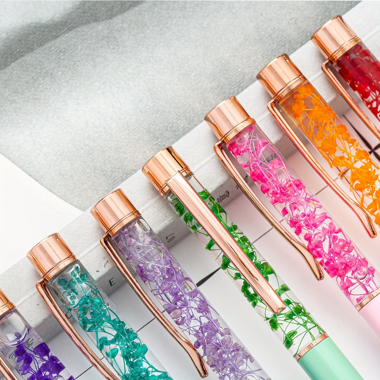 Ballpoint Pen Creative Diy Oil filled Dry Flower Pen Spot Temu