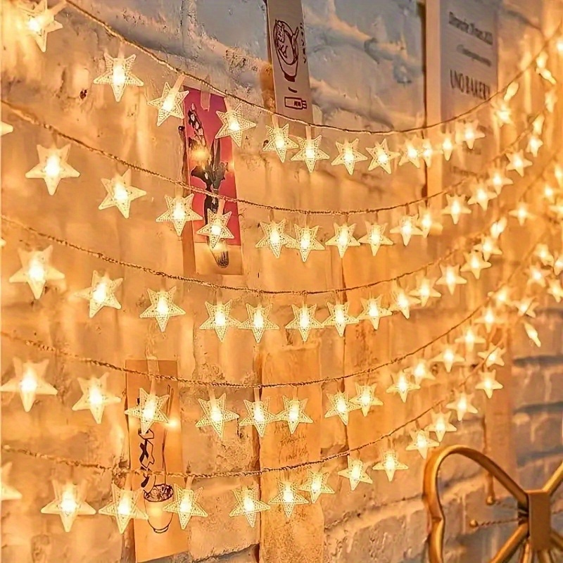 1pc Star-Shaped Fairy Lights - Battery-Powered, Indoor Decor for Mother'S Day, Halloween, Christmas, and Parties - Soft Warm Glow, PVC Material, No Electronic Components Needed, Party Lighting | Starlight Effect | Durable Plastic Lights, Fairy Lights Decor