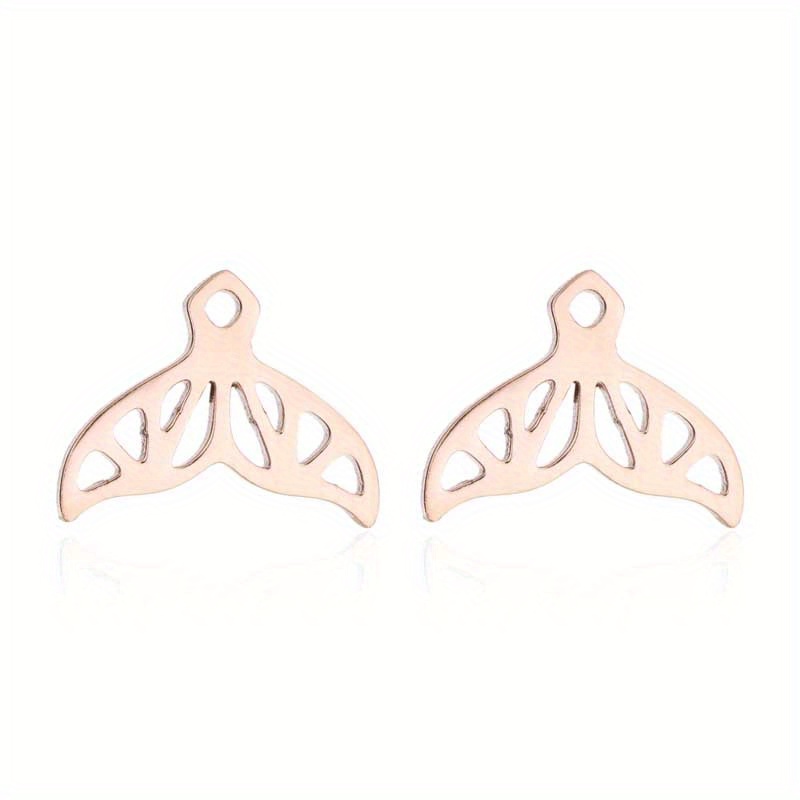 Stainless Steel Fishtail Stud Earrings Retro Compact Jewelry Gift