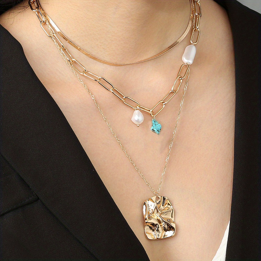 Multilayer Rose Disc Angel Pendant Necklace