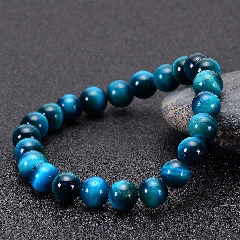 Green Sandalwood Beads Blue Eye Cat Bracelet Men - Temu