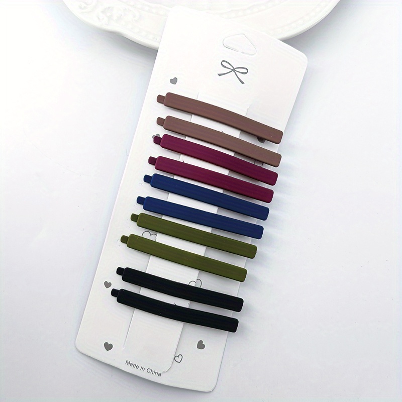 10pcs 6.5cm Straight Clips Hair Clips Solid Color Hair Accessories Matte Side Clip For Women
