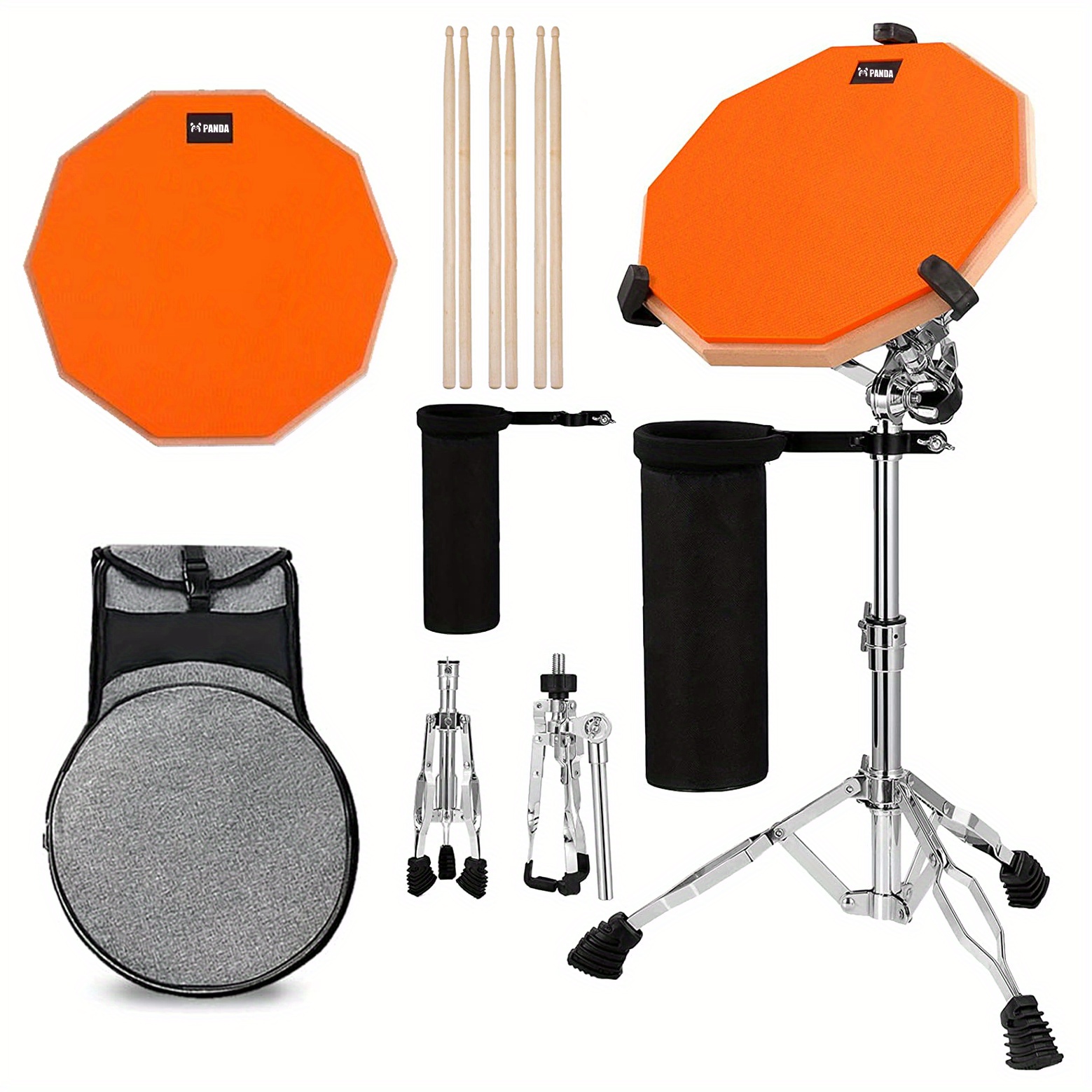 Donner 12 pouces Drum Practice Pad avec baguettes de batterie noir 