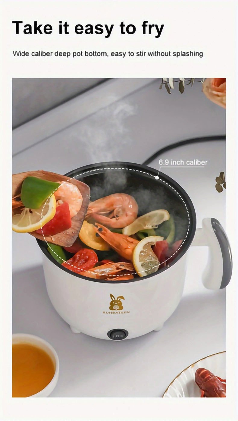 1PC Multifunctional Electric Boiling Pot Porridge Cooking Noodle Hot Pot  Small Mini Bubble Noodle Pot Suitable for 1-2 people