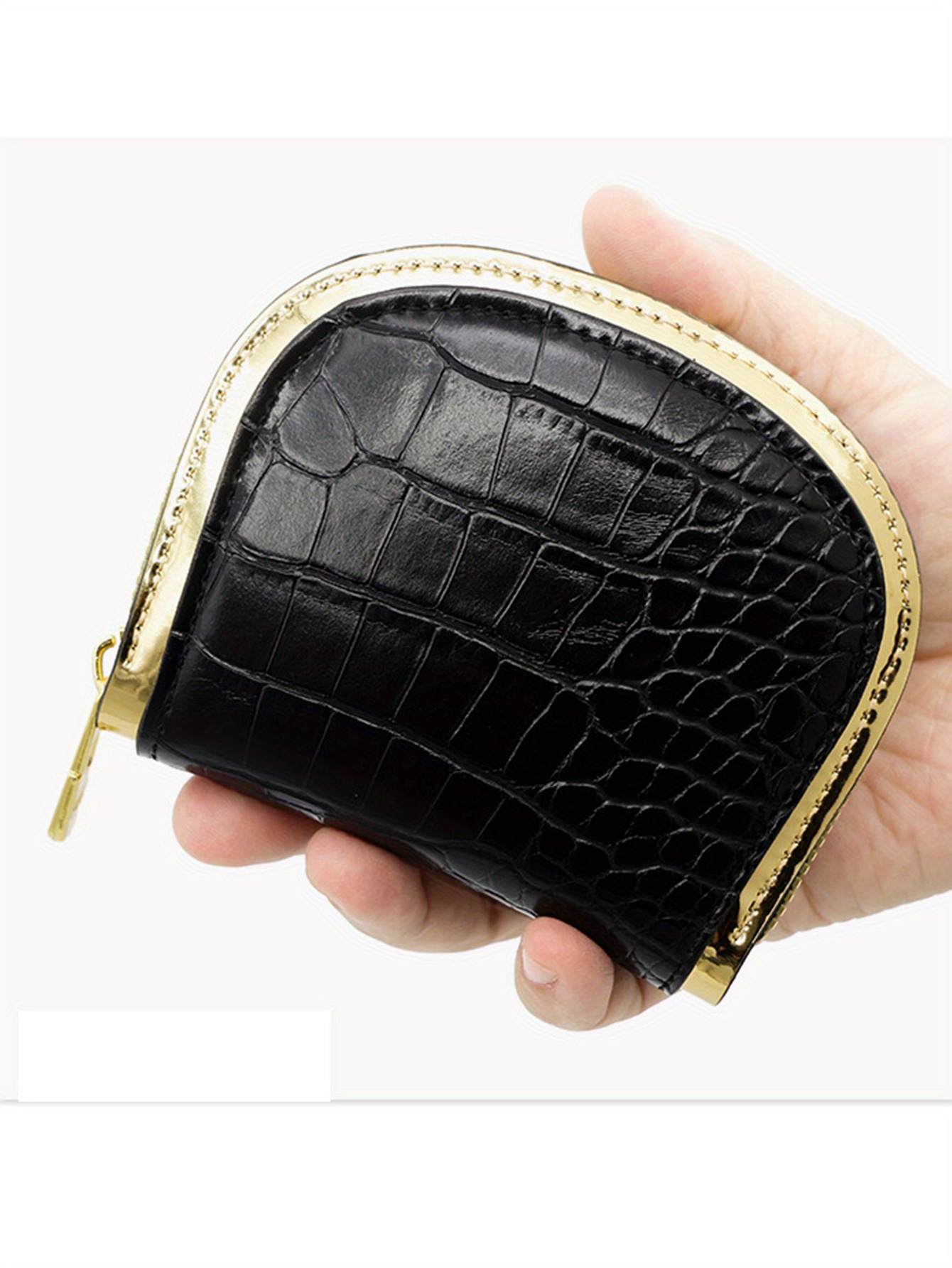 AMI Crocodile-Embossed Logo Wallet - 001 Black