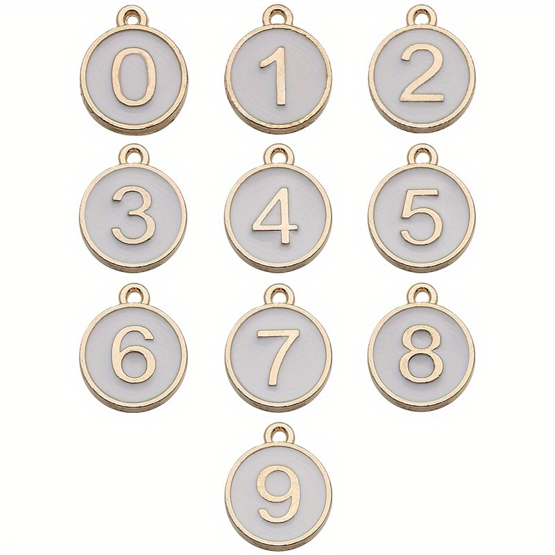 Number Enamel Pendant, Enamel Number Charms, Number Pendant Round