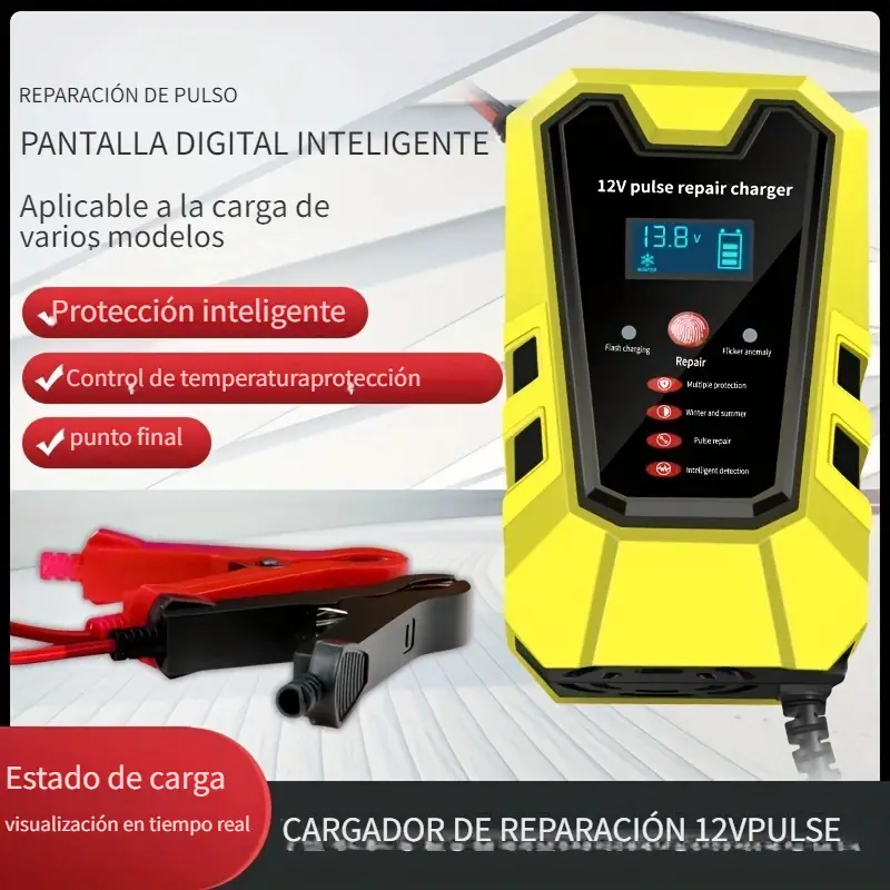 12v 6a Cargador Batería Coche Inteligente Rápido Pantalla - Temu Mexico