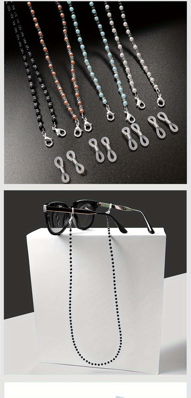 1pc Faux Pearl Beaded Glasses Chain Anti Slip Eyeglasses Lanyard Strap  Stylish Face Covering Eyewear Retainer For Women Men, Save Money On Temu