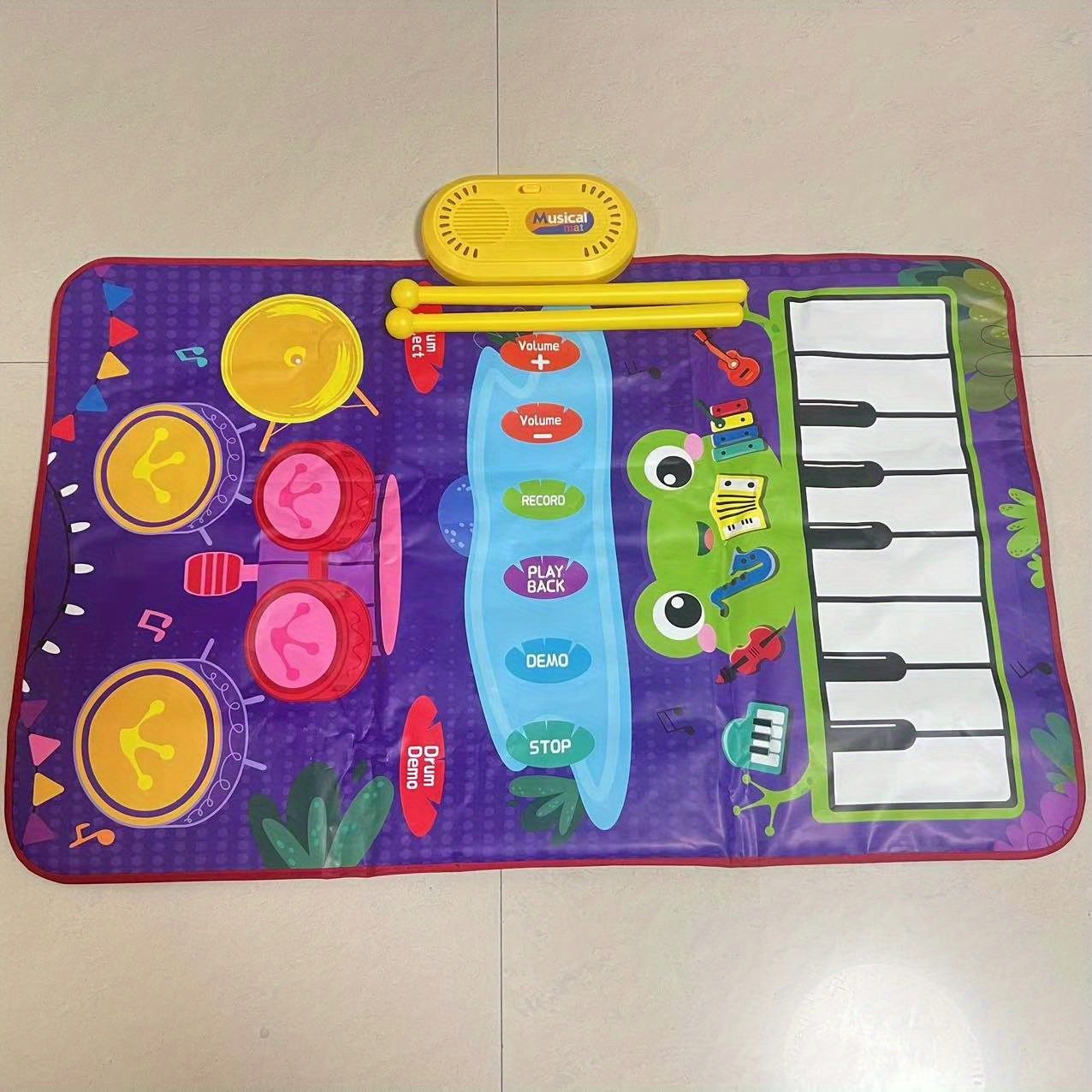 2 En 1 Alfombra Musical Para Niños Pequeños Piano Teclado Y Alfombra De  Tambor Con 2 Palos, Juguetes De Aprendizaje Musical Para Bebés, Juguetes De  De