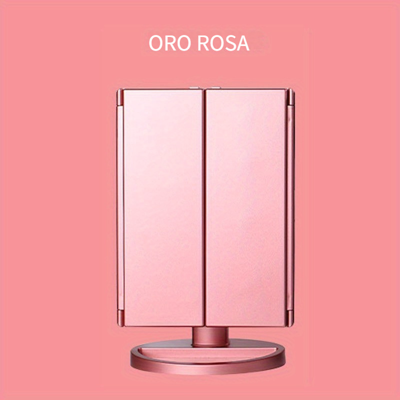 Espejo Maquillaje Luz Tríptica Aumentos 10x/3x/2x Eo Safe Imports Esi-10263  Rosa