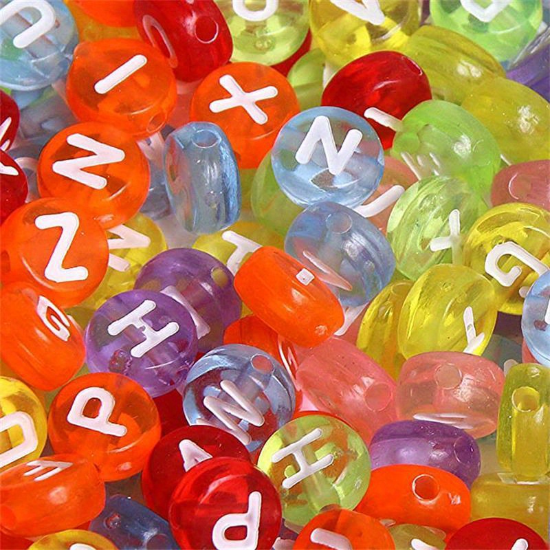 Round Letter Beads Acrylic Alphabet Number Beads For Jewelry - Temu