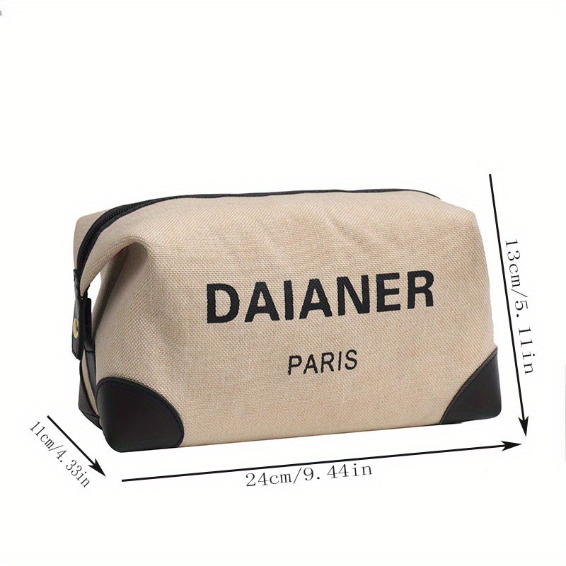 Letter Pattern Zipper Makeup Bag Roomy Elegant Simple Canvas Makeup Pouch  Travel Portable Cosmetic Bag For Girls And Women - Temu Belgium
