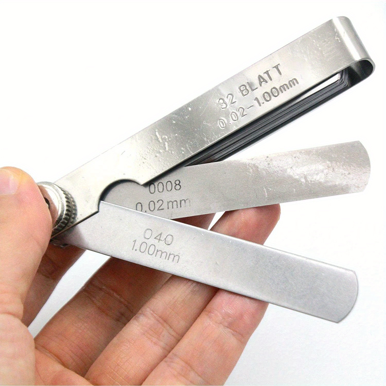 32 Blades Steel Feeler Gauge Dual Marked Metric Imperial Measuring Tool