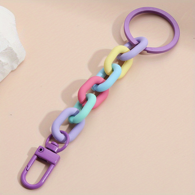 1pc Y2k Link Keychain Cute Macaroon Color Acrylic Key Ring Purse Bag Backpack Car Key Earbud Case Accessory Women Gift
