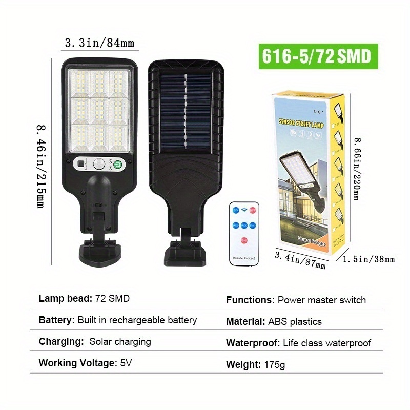 Solar Sensor Street Lights Outdoor Waterproof Motion Sensor - Temu