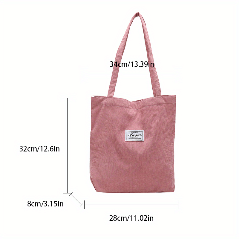 Simple Corduroy Tote Bag, Letter Patch Decor Shoulder Bag, Multi Pockets  Crossbody Bag - Temu