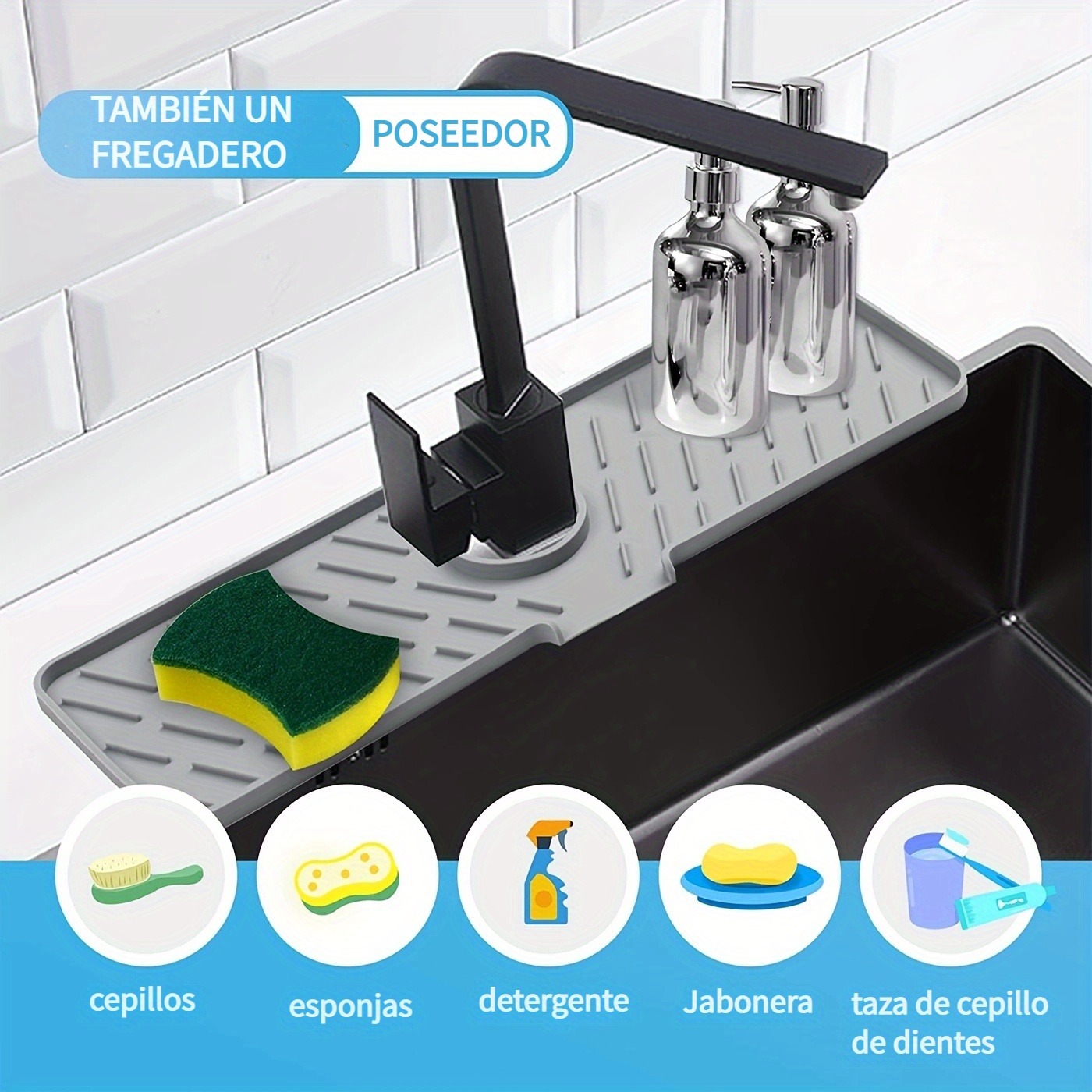 Protector Anti-Salpicaduras Para Fregadero - Silicona Azul (42cm)