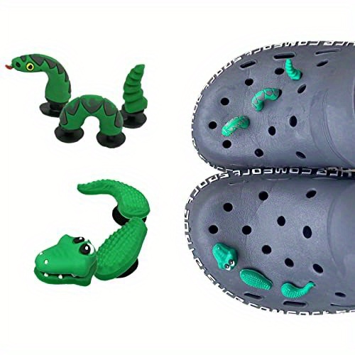 2 Set (Snake, Aligator) Shoe Charms For Croc Clog Shoe Decoration, Animal  Shoe Accessories Pins Pack For Croc Women Men Boys Girls Party Favor Gifts