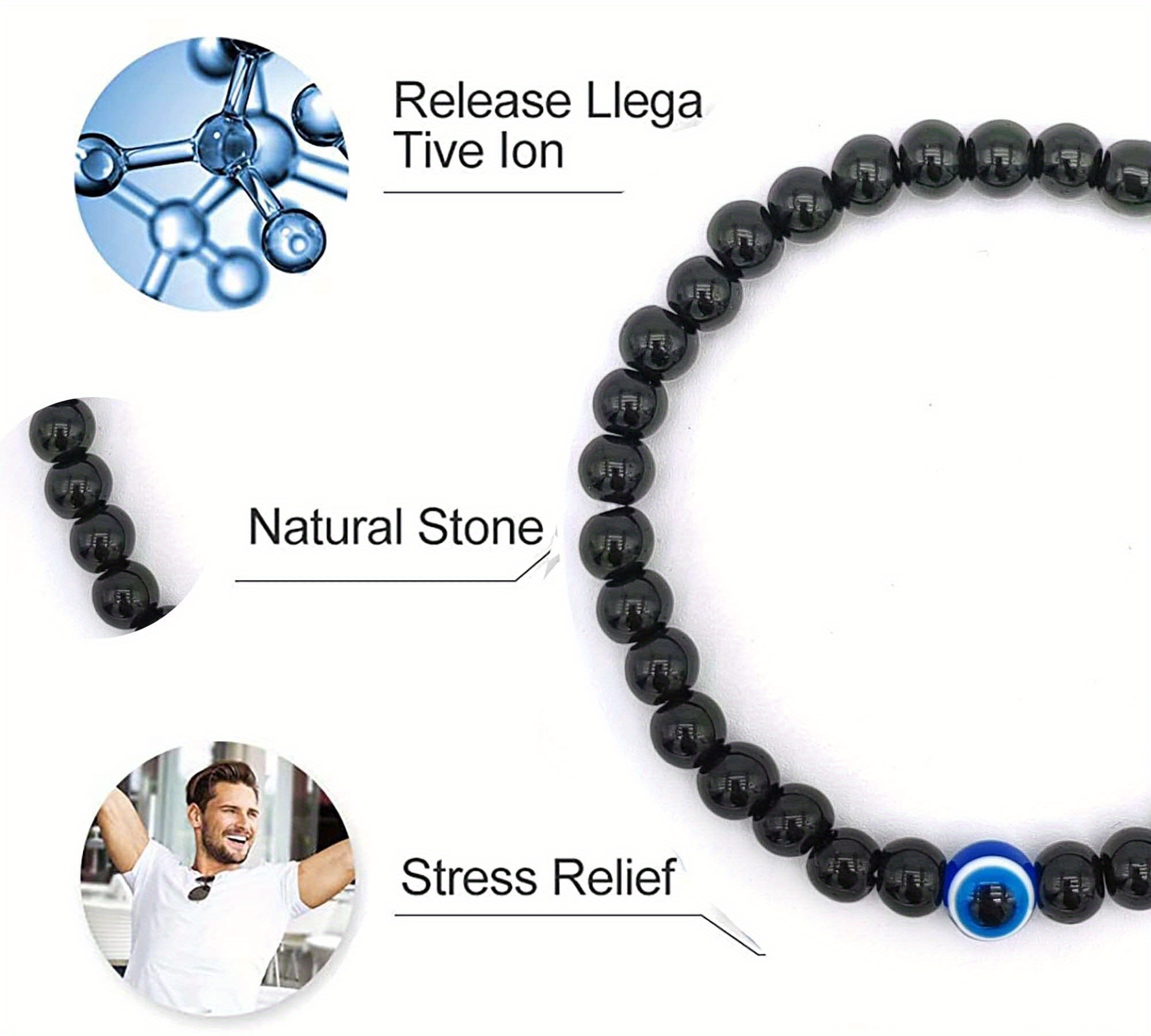 Men Link Bracelet Natural Stretch Preppy Beaded Bracelet - Temu