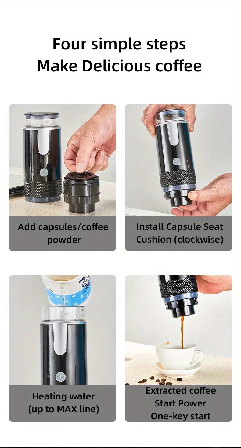 portable wireless coffee machine american espresso capsule coffee powder dual use home automatic small travel camping rechargeable hand held exquisite portable usb charging to drink coffee at any time details 1