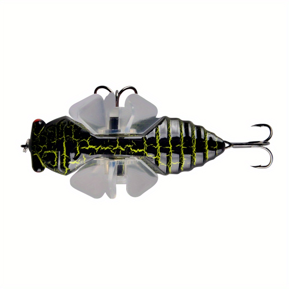 1Pc 7.5cm/14g Propeller Treble Hook Bionic Cicada Hard Fishing