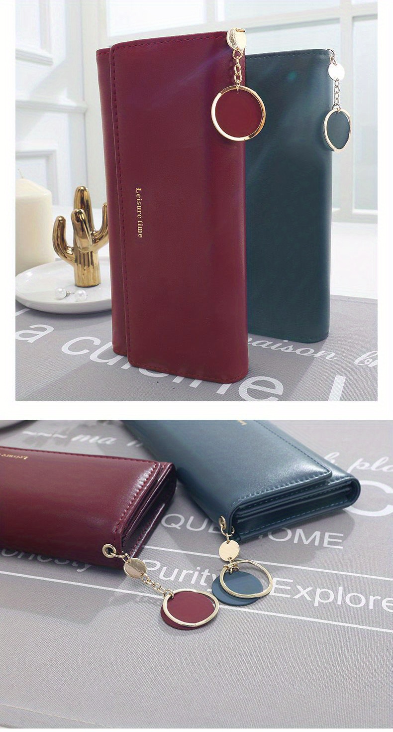 Simple Long Clutch Purse, Casual & Lightweight Large Capacity Wallets,  Portable Storage Bag With Pendant - Temu